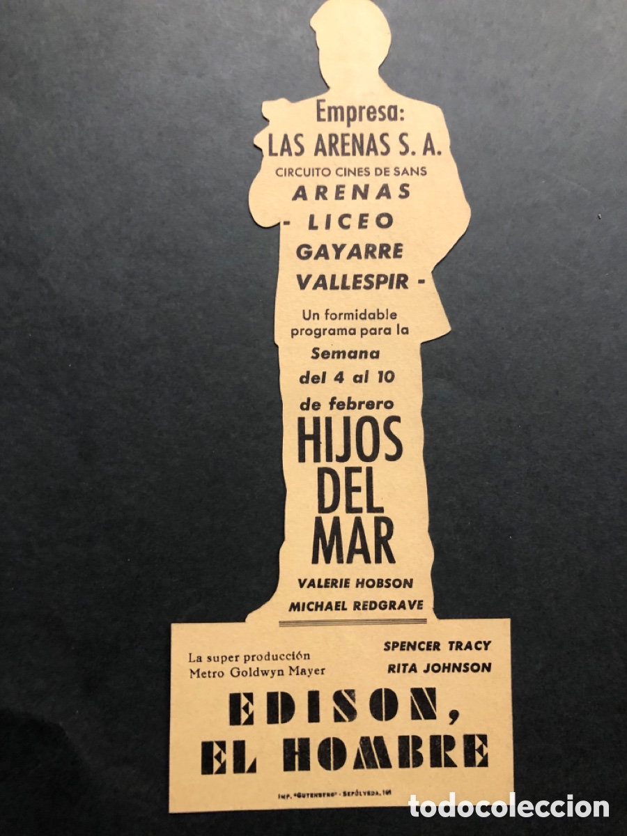 Cine: Programa troquelado facsimil Edison el hombre Spencer tracy - Foto 2