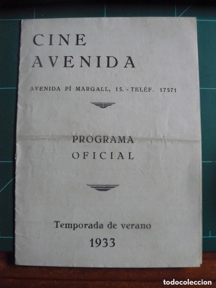 Cine: Programa Oficial el Cine Avenida 1933 - Foto 1
