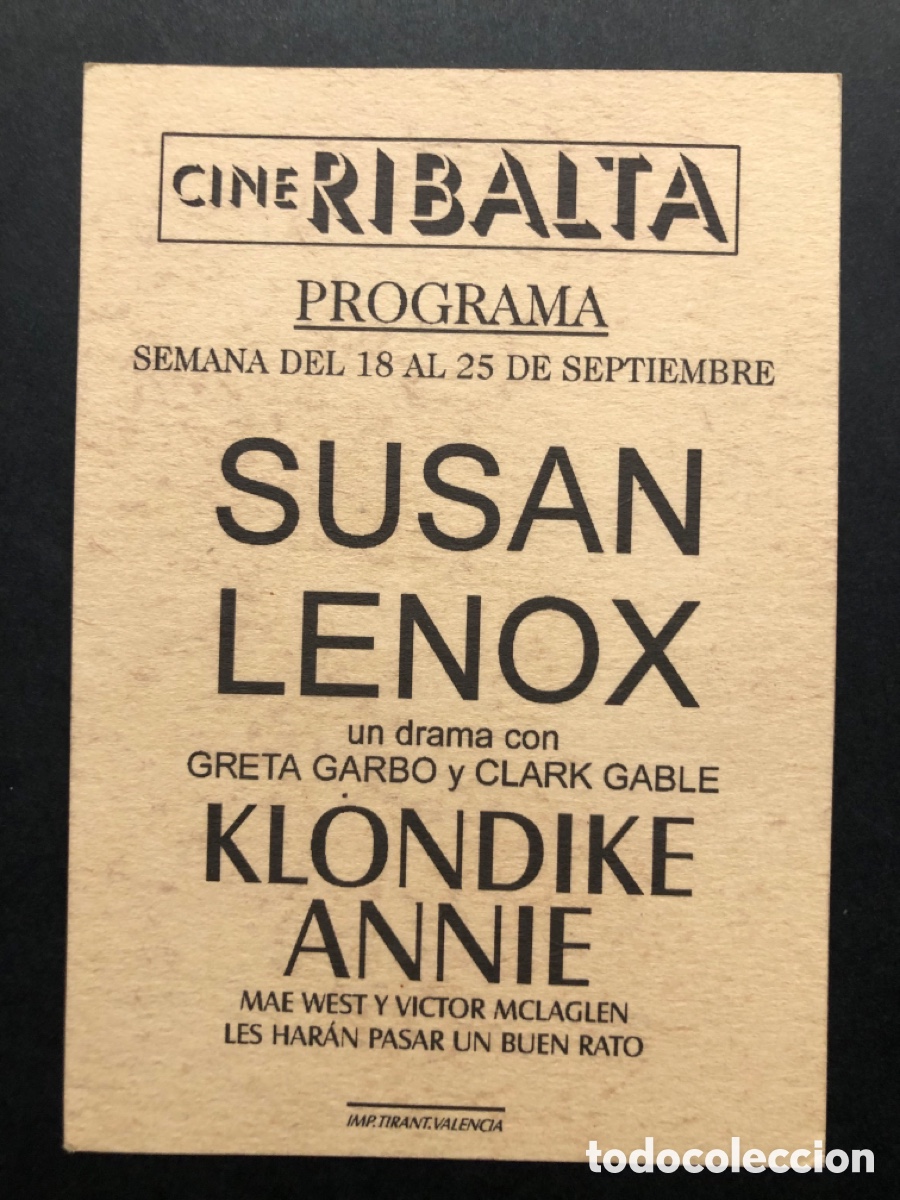 Cine: Programa facsimil Greta garbo clark gable Susan lenox - Foto 2