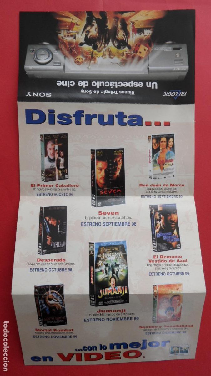 Kino: FOLLETO VIDEO SONY GAMA SLV-E1000 NP ETC... CATALADO PELICULAS