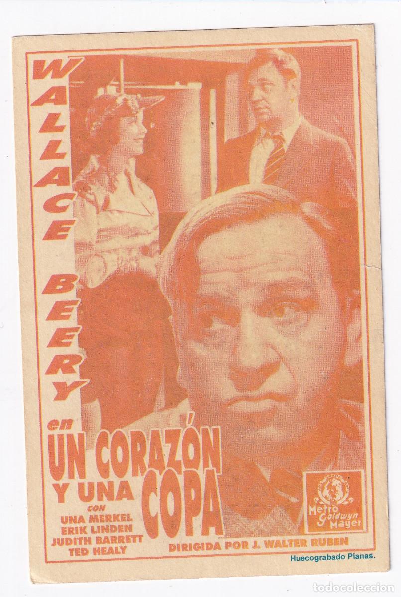 Cine: CINE.- Programa de Cine Facsimil. Un Coraz&oacute;n una Copa. Wallace Berry. - Foto 1