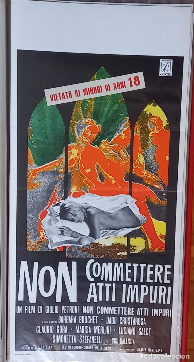 Kino: NON COMMETTERE ATTI IMPURI 1971 POSTER cm. 33X70 BARBARA BOUCHET MARISA MERLINI SIMONETTA STEFANELLI