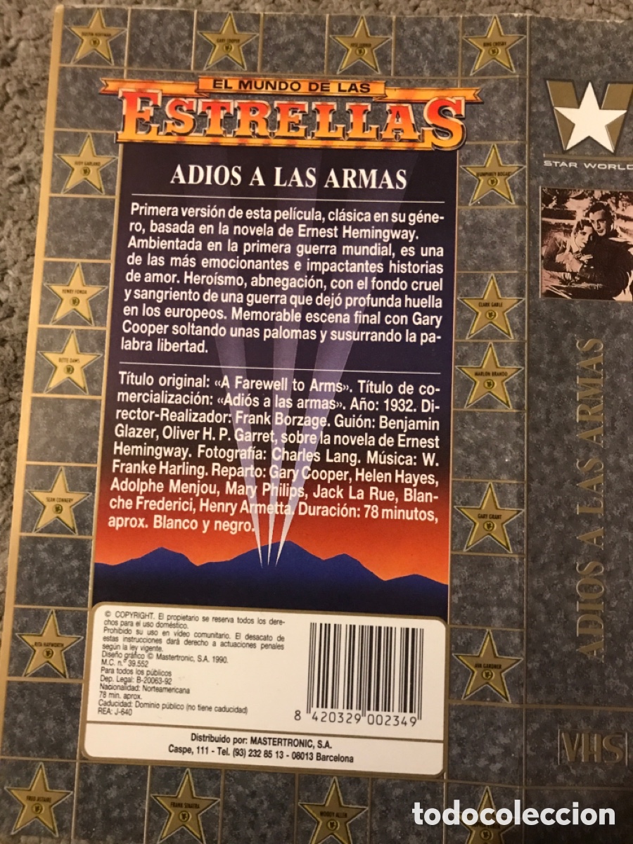 Cine: Car&agrave;tula vhs Betta / adios a las armas - Foto 3
