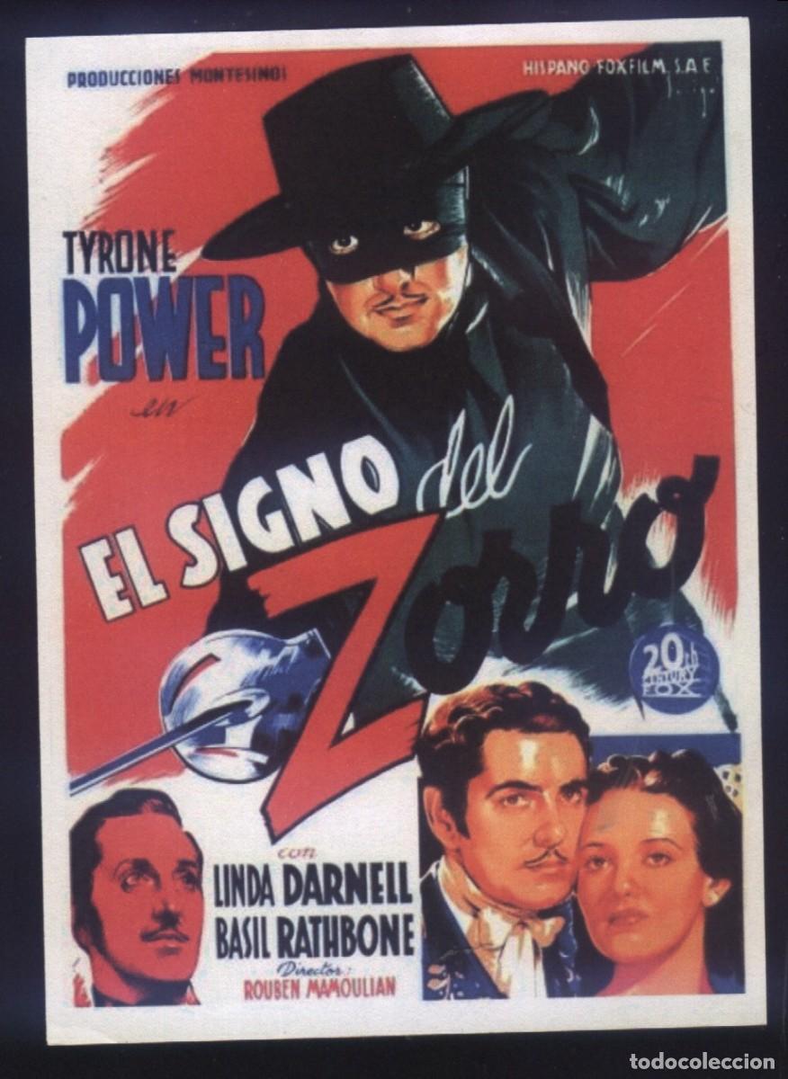 Cine: Q-02085- EL SIGNO DEL ZORRO (The Mark of Zorro) (SOLIG&Oacute;) COPIA FORMATO FOLLETO MANO