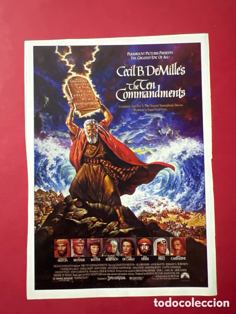 Cine: W124. CARTEL-MAN&Iacute;A CL&Aacute;SICOS CINE B&Iacute;BLICO- LOS DIEZ MANDAMIENTOS