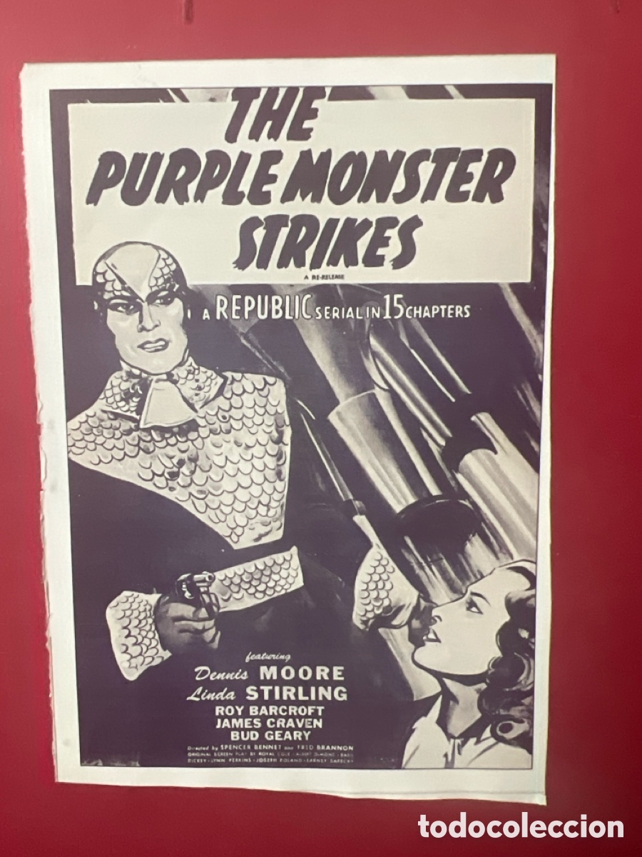 Cine: W139. CARTEL-MAN&Iacute;A - CINE DE ALIEN&Iacute;GENAS. THE PURPLE MONSTERS STRIKE