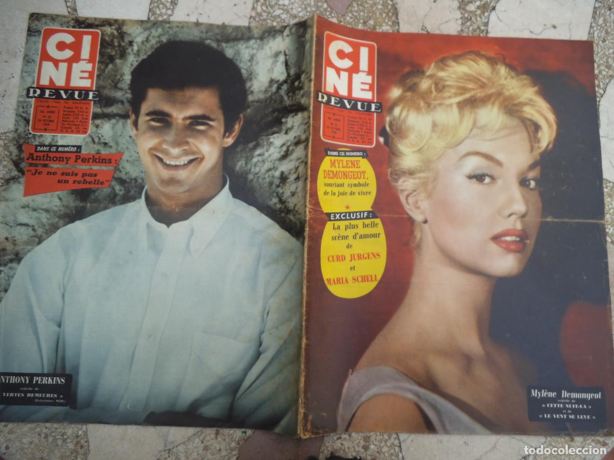 Cine: cine revue n&ordm; 43 octubre 1958, portada mylene denongeol, anhony perkins.