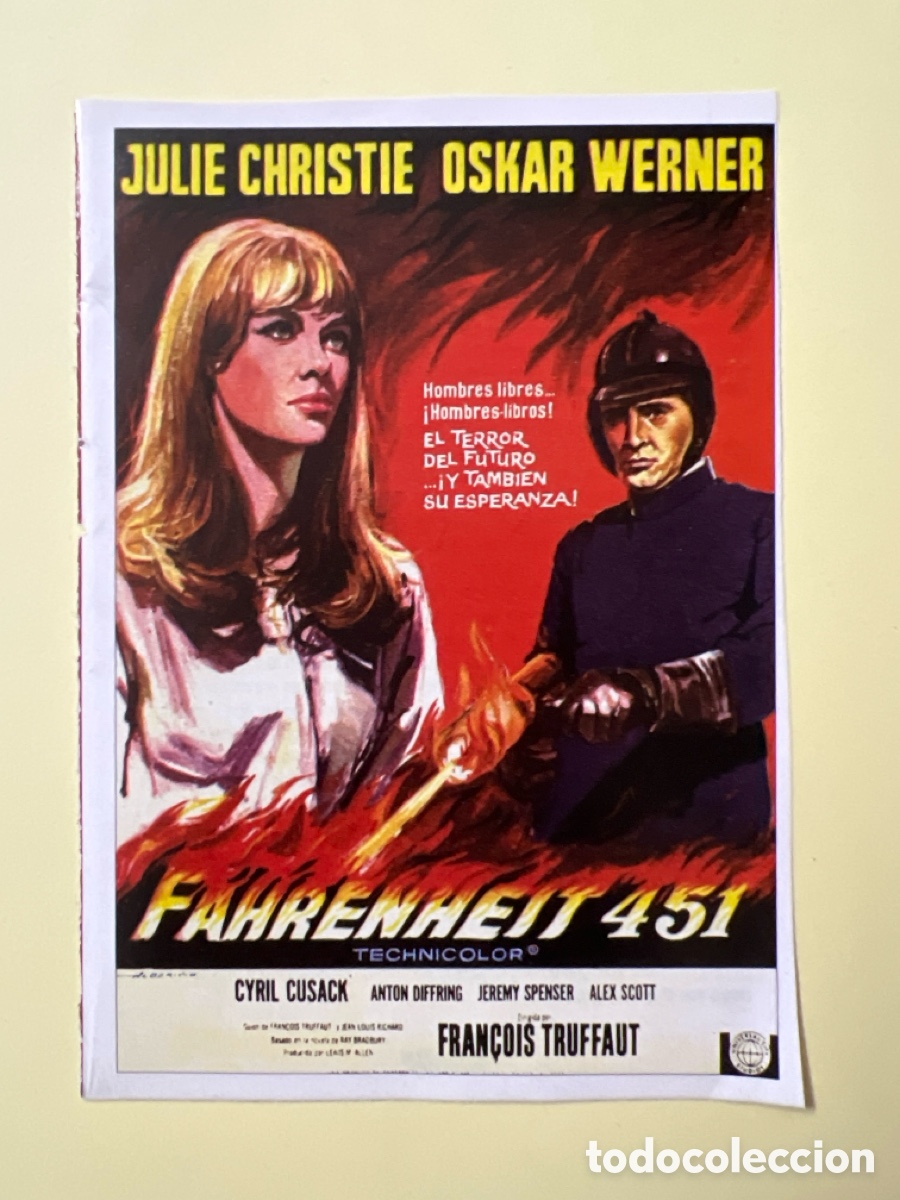 Cine: E157. CARTEL-MAN&Iacute;A NOVELAS DE CIENCIA - FICCI&Oacute;N - FAHRENHEIT 451
