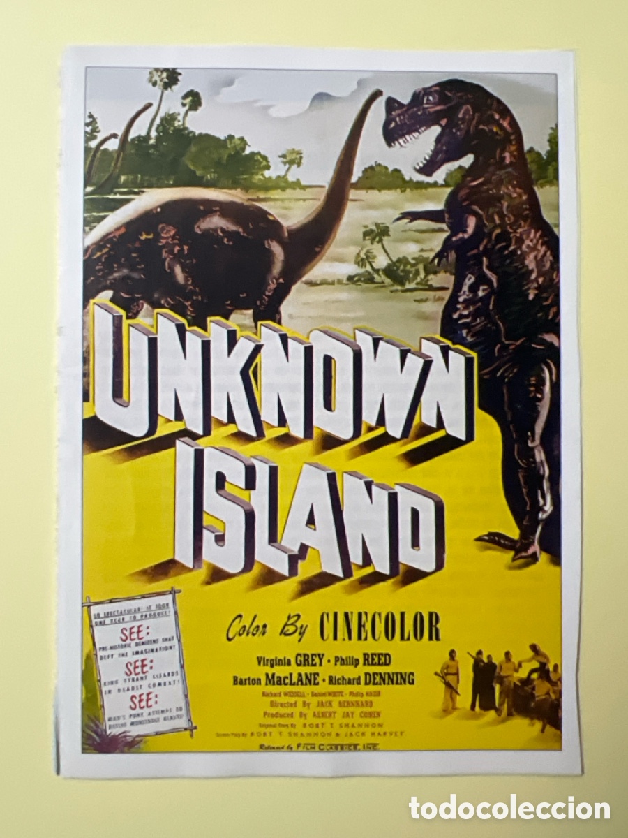 Cine: W189. CARTEL-MANIA DINOSAURIOS EN EL CINE. LA ISLA DESCONOC&Iacute;DA
