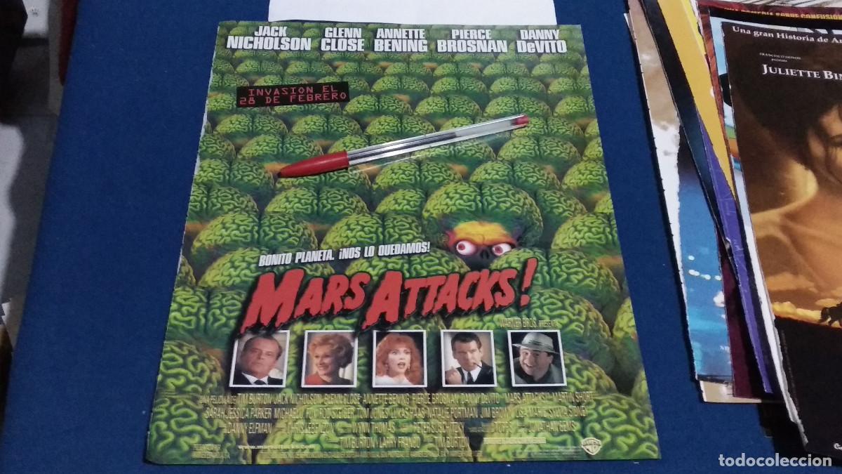 Cine: MARS ATTACKS - JACK NICHOLSON / - P&Oacute;STER PELICULA CINE 2 HOJAS REVISTA RECORTE A4