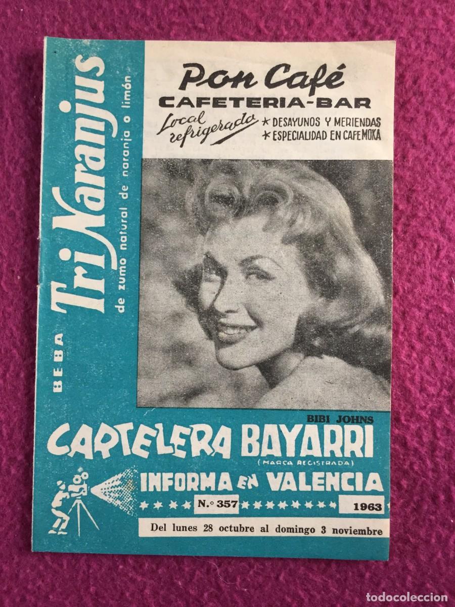 Cine: Cartelera Bayarri - BIBI JOHNS - 1963 --- N&ordm; 357 - CINE TVE TEATROS ESPECTACULOS