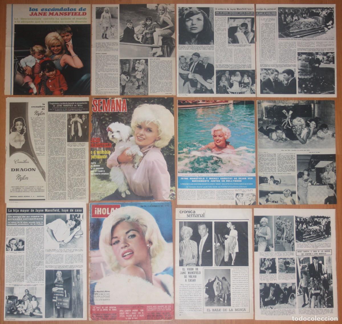 Cine: JAYNE MANSFIELD lote prensa spain magazine clippings 1950s/1960s photos cinema icon actress pinup