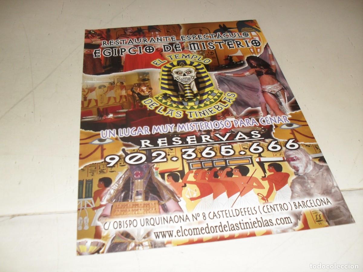 Cine: LAMINA PUBLICITARIA RESTAURANTE ESPECTACULO EL TEMPLO DE LAS TINIEBLAS,CASTELLDEDEFELS 2005