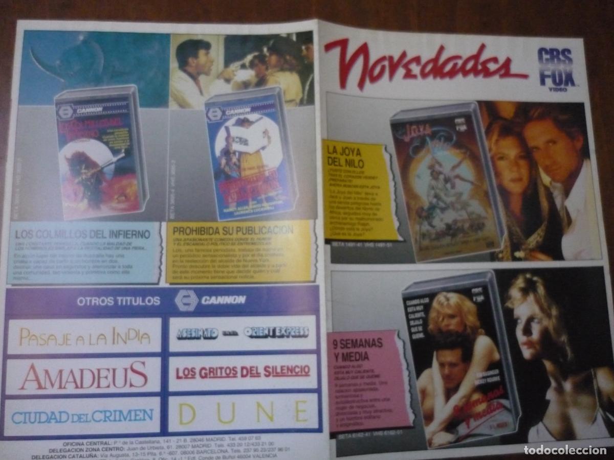 Cine: revista novedades video cbs fox cannon films la joya del nilo lulu de noche ran mambru fue guerra
