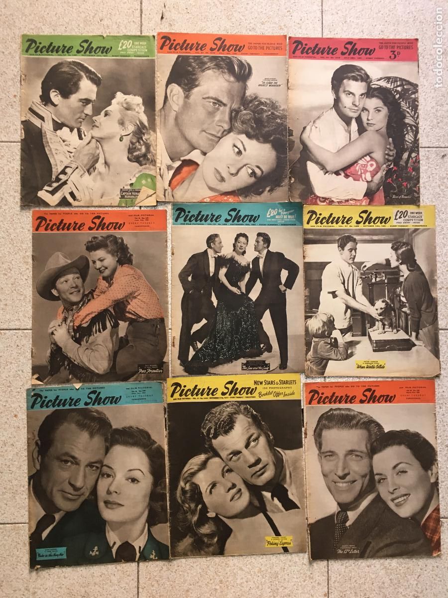 Cinema: AFD03 PICTURE SHOW LOTE 9 REVISTAS INGLESAS 1951 SUSAN HAYWARD DEBRA PAGET GARY COOPER HESTON