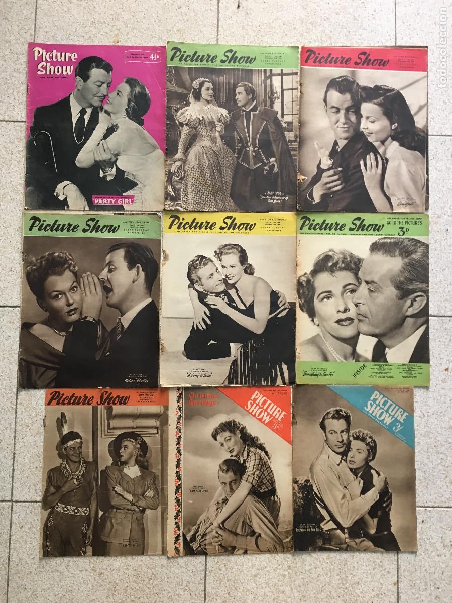 Cinema: AFD05 PICTURE SHOW LOTE 9 REVISTAS INGLESAS 1944-59 ERROL FLYNN GARY COOPER INGRID BERGMAN