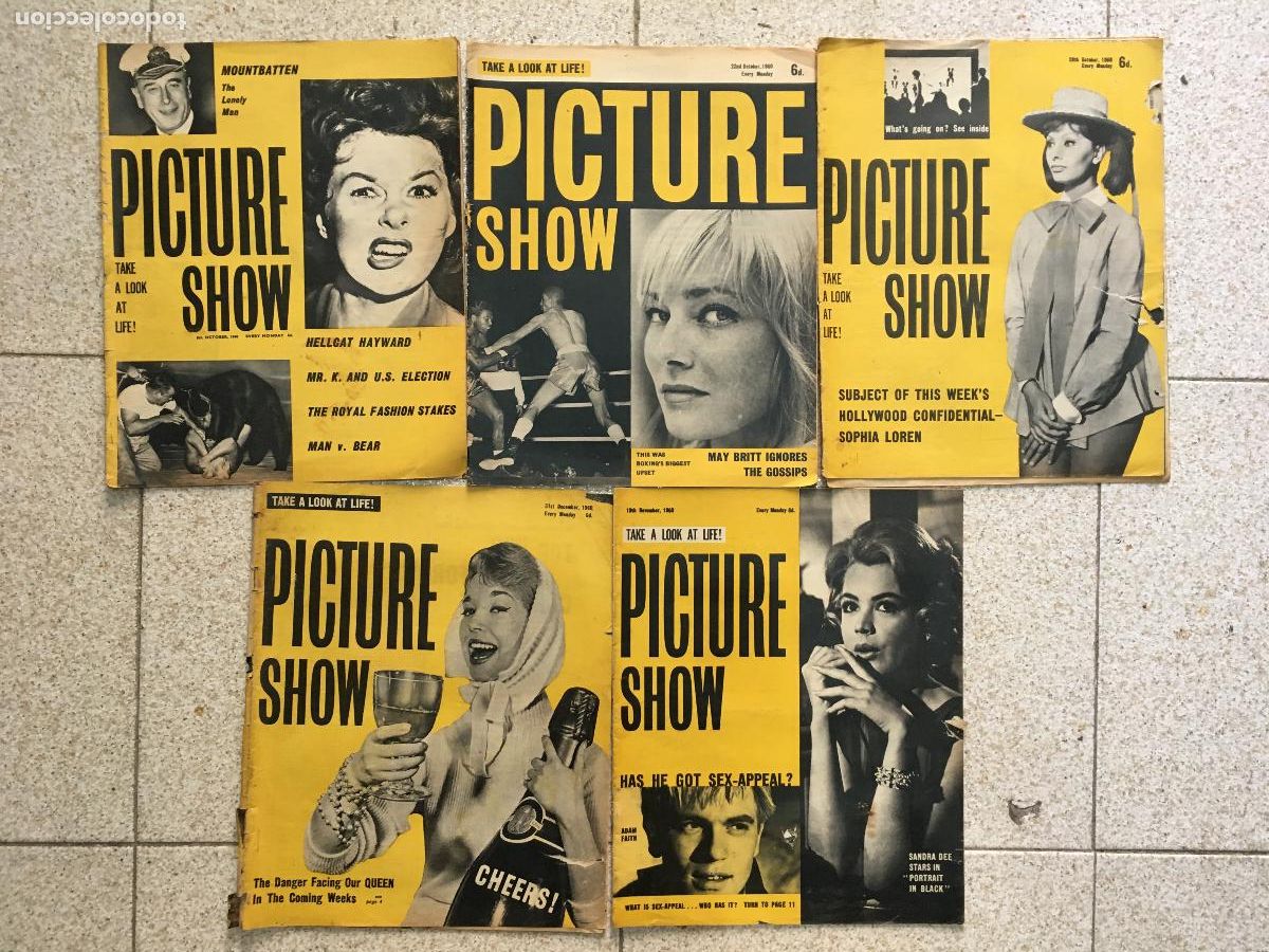 Cin&eacute;ma: AFD14 PICTURE SHOW LOTE 5 REVISTAS INGLESAS 1960 SOFIA LOREN MAY BRITT SANDRA DEE