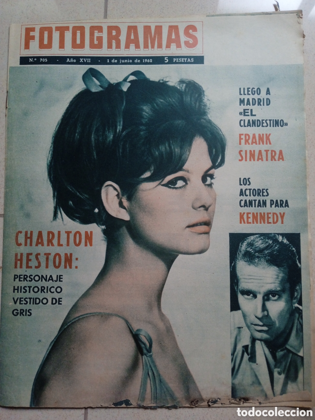Cine: Fotogramas n&deg;705 01/06/1962 Claudia Cardinale Charlton Heston