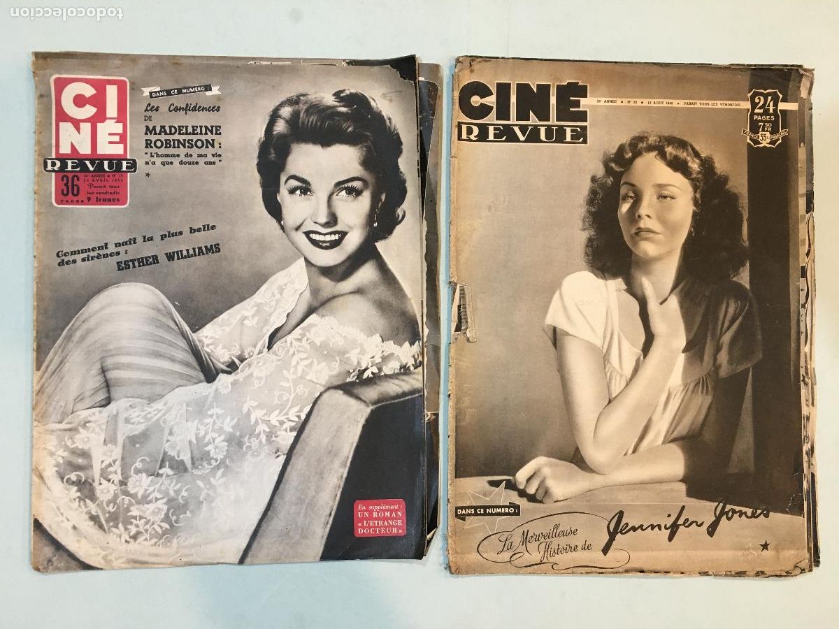 Cin&eacute;ma: AFD41 CINE REVUE LOTE 2 REVISTAS BELGAS ESTHER WILLIAMS JENNIFER JONES