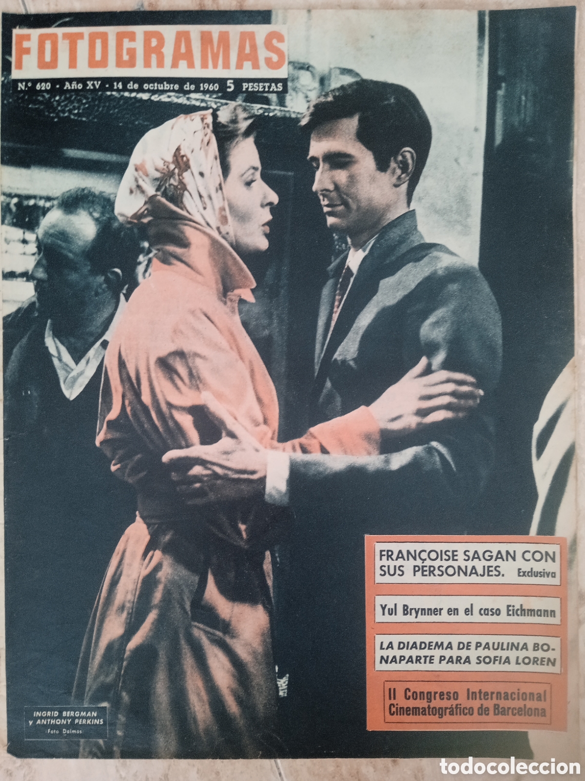 Cine: Fotogramas 620 14/10/1960 Ingrid Bergman y Anthony Perkins Yul Brynner Sof&iacute;a Loren