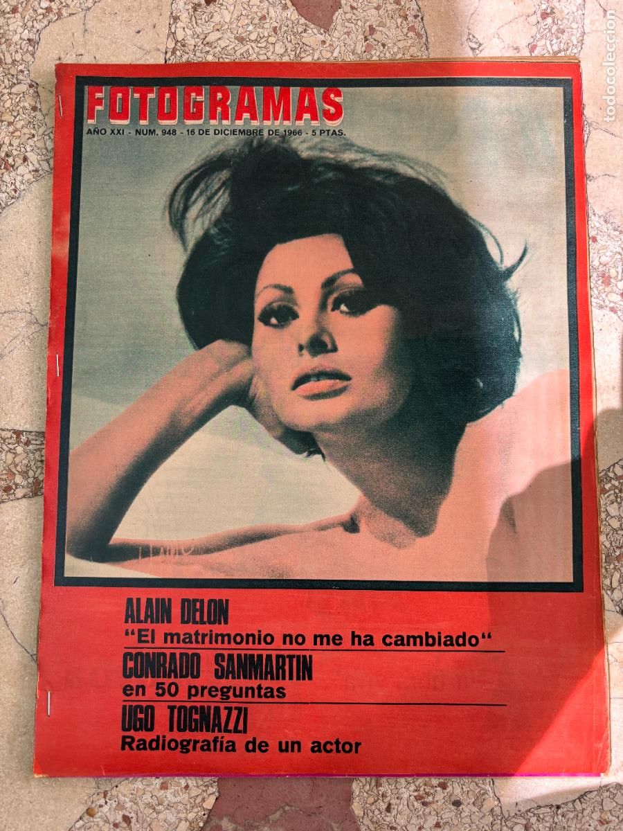 Cine: FOTOGRAMAS N&ordm; 948 A&Ntilde;O 1966. ALAIN DELON. CONRADO SANMARTIN. UGO TOGNAZZI. SOFIA LOREN EN PORTADA.