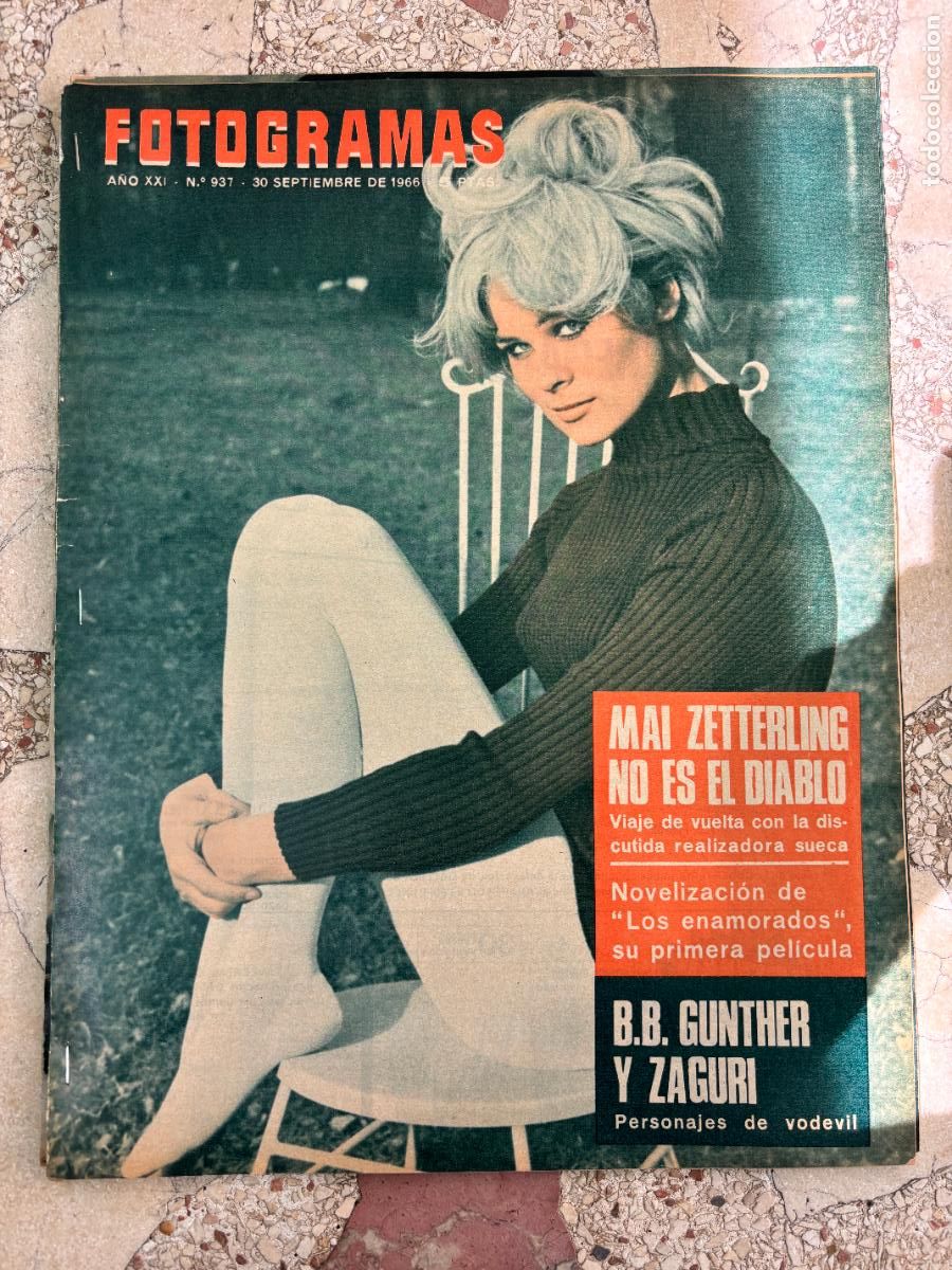 Cine: FOTOGRAMAS N&ordm; 937 A&Ntilde;O 1966. BARBARA BOLD EN PORTADA. MAI ZETTERLING. ZAGURI. B.B. GUNTHER.