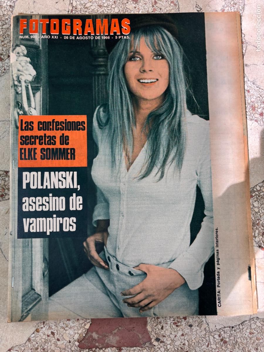 Cine: FOTOGRAMAS N&ordm; 932 A&Ntilde;O 1966. CARITA EN PORTADA. ELKE SOMMER. POLANSKI. JAN KIEPURA.