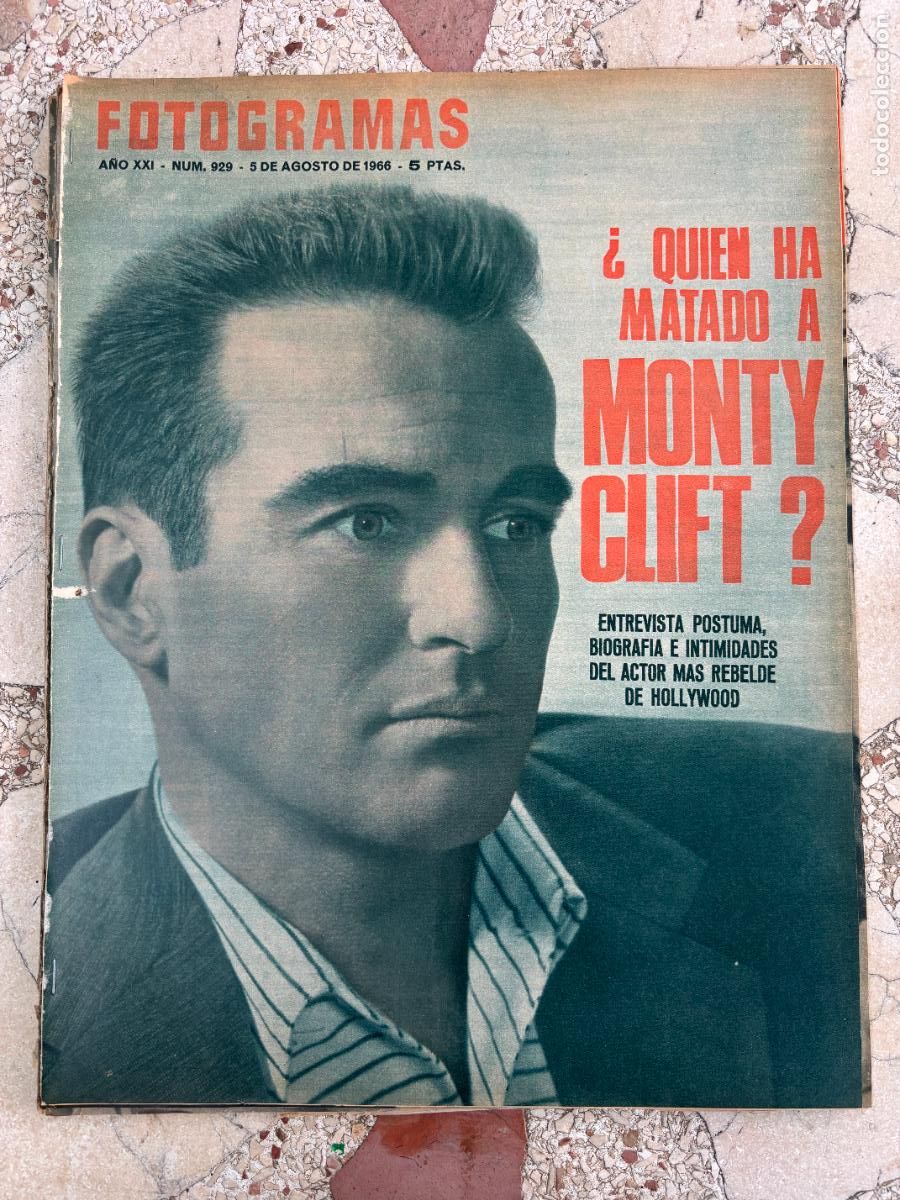 Cine: FOTOGRAMAS N&ordm; 929 A&Ntilde;O 1966. MONTGOMERY CLIFT EN PORTADA. MYLENE DEMONGEOT. HENRY COSTE.