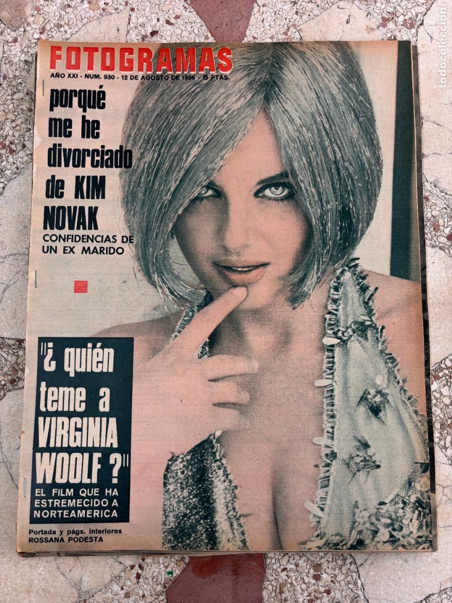 Cine: FOTOGRAMAS N&ordm; 930 A&Ntilde;O 1966. ROSSANA PODESTA EN PORTADA. VIRGINIA WOOLF. AFDERA FRANCHETTI.