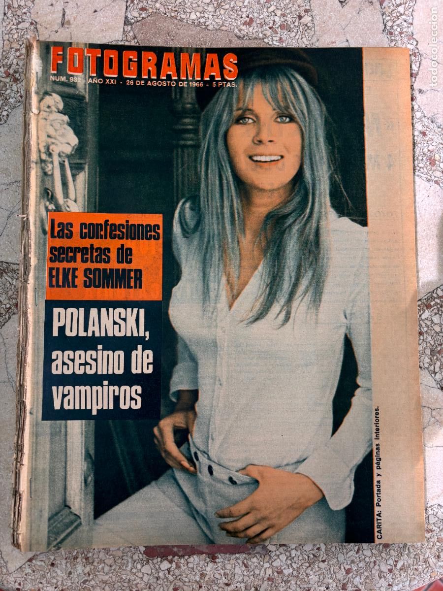 Cine: FOTOGRAMAS N&ordm; 932 A&Ntilde;O 1966. CARITA EN PORTADA. ELKE SOMMER. POLANSKI. JAN KIEPURA.