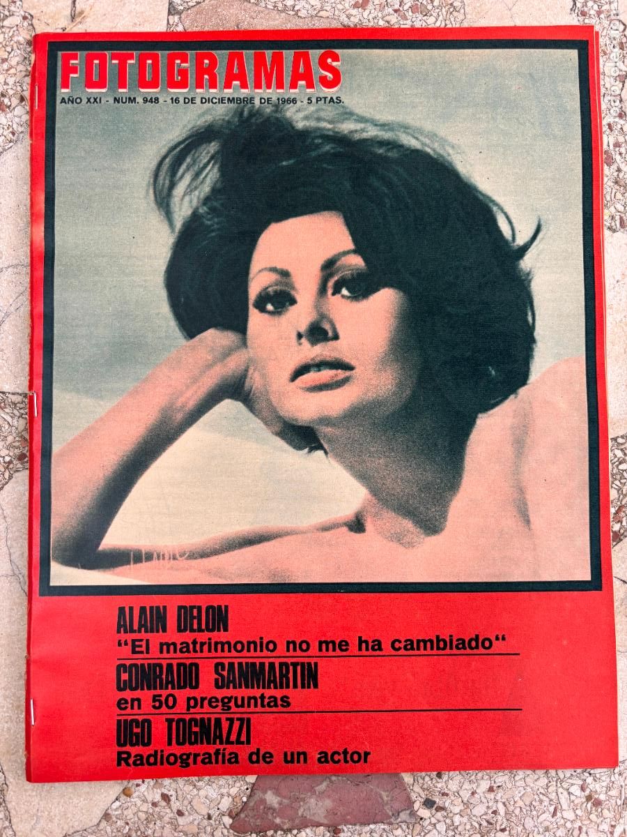 Cine: FOTOGRAMAS N&ordm; 948 A&Ntilde;O 1966. ALAIN DELON. CONRADO SANMARTIN. UGO TOGNAZZI. SOFIA LOREN EN PORTADA.