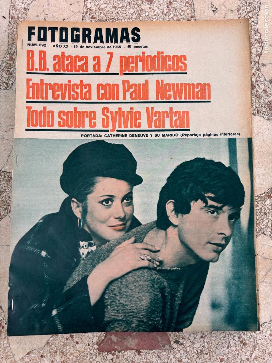 Cine: FOTOGRAMAS N&ordm; 892 A&Ntilde;O 1965. CATHERINE DENEUVE Y SU MARIDO EN PORTADA. SYLVIE VARTAN. BRIGITTE BARDOT