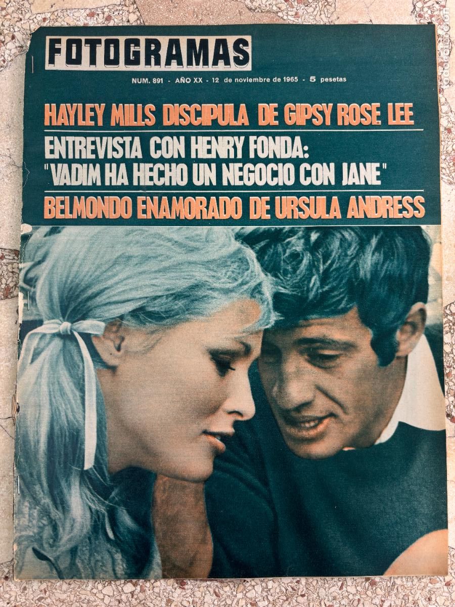 Cine: FOTOGRAMAS N&ordm; 891 A&Ntilde;O 1965. URSULA ADRESS Y JEAN PAUL BELMONDO EN PORTADA. HAYLEY MILLS.