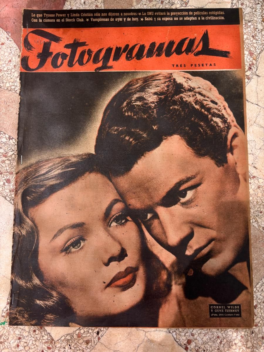 Cine: FOTOGRAMAS N&ordm; 42. CORNEL WILDE Y GENE TIERNEY EN PORTADA. TYREN POWER. LINDA CRISTIAN.