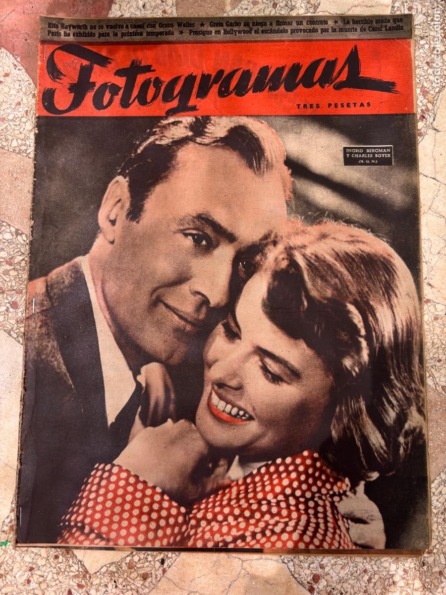 Cine: FOTOGRAMAS N&ordm; 43. INGRID BERGMAN Y CHARLES BOYER EN PORTADA. RITA HAYWORTH. GRETA GARBO.