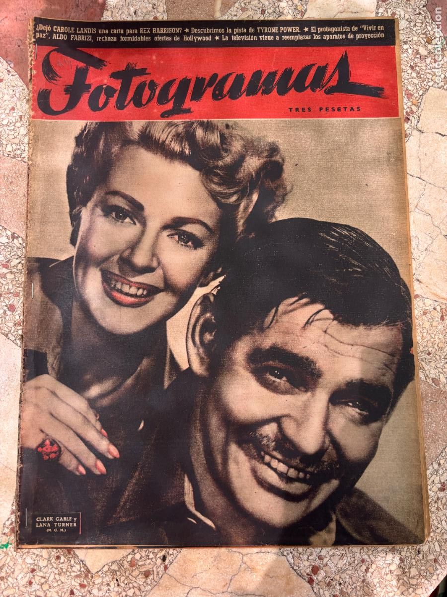 Cine: FOTOGRAMAS N&ordm; 44. CLARK GABLE Y LANA TURNER EN PORTADA. TYRONE POWER. CAROLE LANDIS. ALDO FABRIZI.