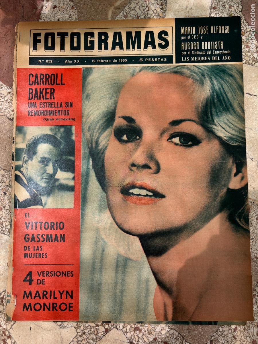 Cine: FOTOGRAMAS N&ordm; 852 A&Ntilde;O 1965. CARROL BAKER EN PORTADA. AURORA BAUTISTA. MARILYN MONROE.