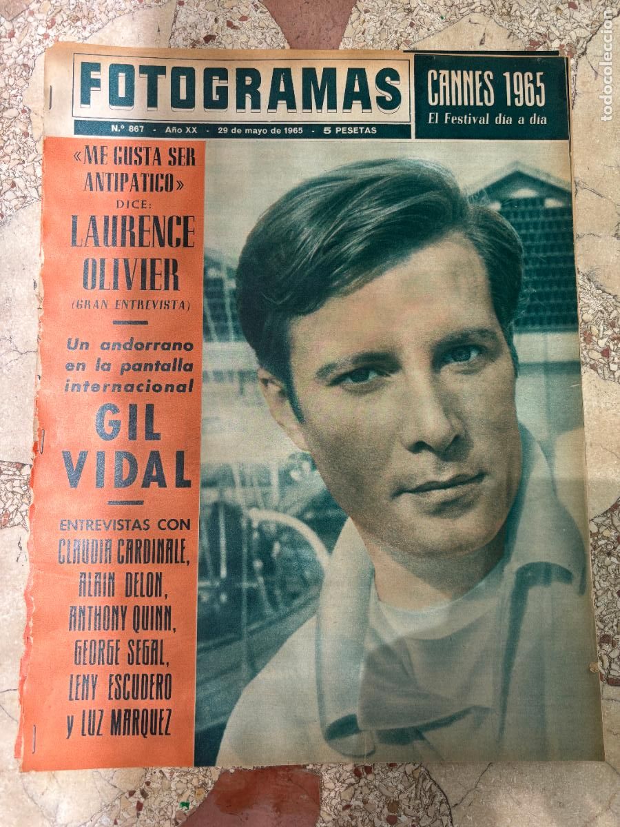 Cine: FOTOGRAMAS N&ordm; 867 A&Ntilde;O 1965. GIL VIDAL EN PORTADA. LAURENCE OLIVIER. ENTREVISTA CLAUDIA CARDINALE.