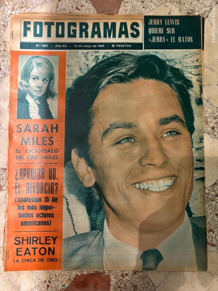 Cine: FOTOGRAMAS N&ordm; 865 A&Ntilde;O 1965. ALAIN DELON EN PORTADA. SARAH MILES. SHIRLEY EATON. JERRY LEWIS.