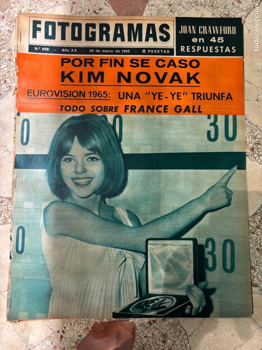 Cine: FOTOGRAMAS N&ordm; 858 A&Ntilde;O 1965. FRANCE GALL EN PORTADA. KIM NOVAK. JOAN CRAWFORD.