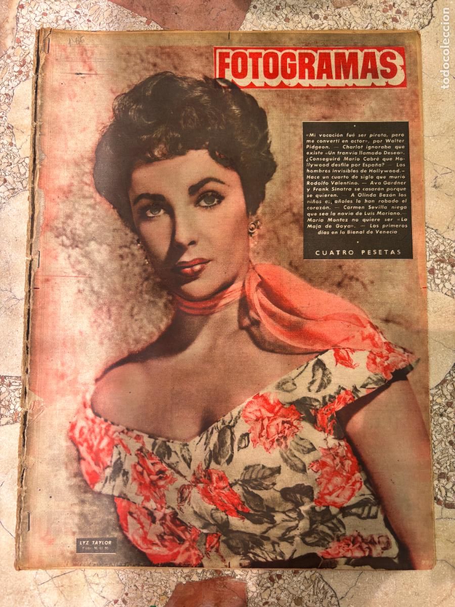 Cine: FOTOGRAMAS N&ordm; 146. LIZ TAYLOR EN PORTADA. WALTER PIDGEON. FRED ASTAIRE. RODOLFO VALENTINO.