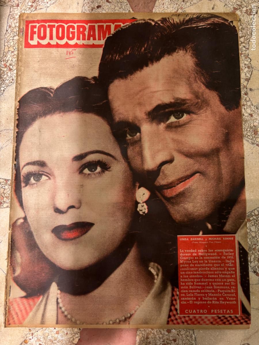 Cine: FOTOGRAMAS N&ordm; 145. LINDA DARNELL Y MICHAEL RENNIE EN PORTADA. JAMES MASON. JEAN SIMMONS.