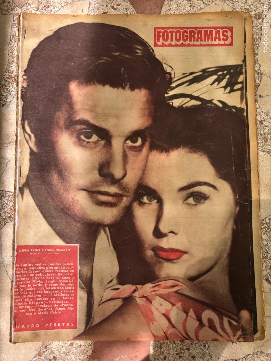 Cine: FOTOGRAMAS N&ordm; 138. DEBRA PAGET Y LOUIS JOURDAN EN PORTADA. AVA GARDNER. JAMES MASON.