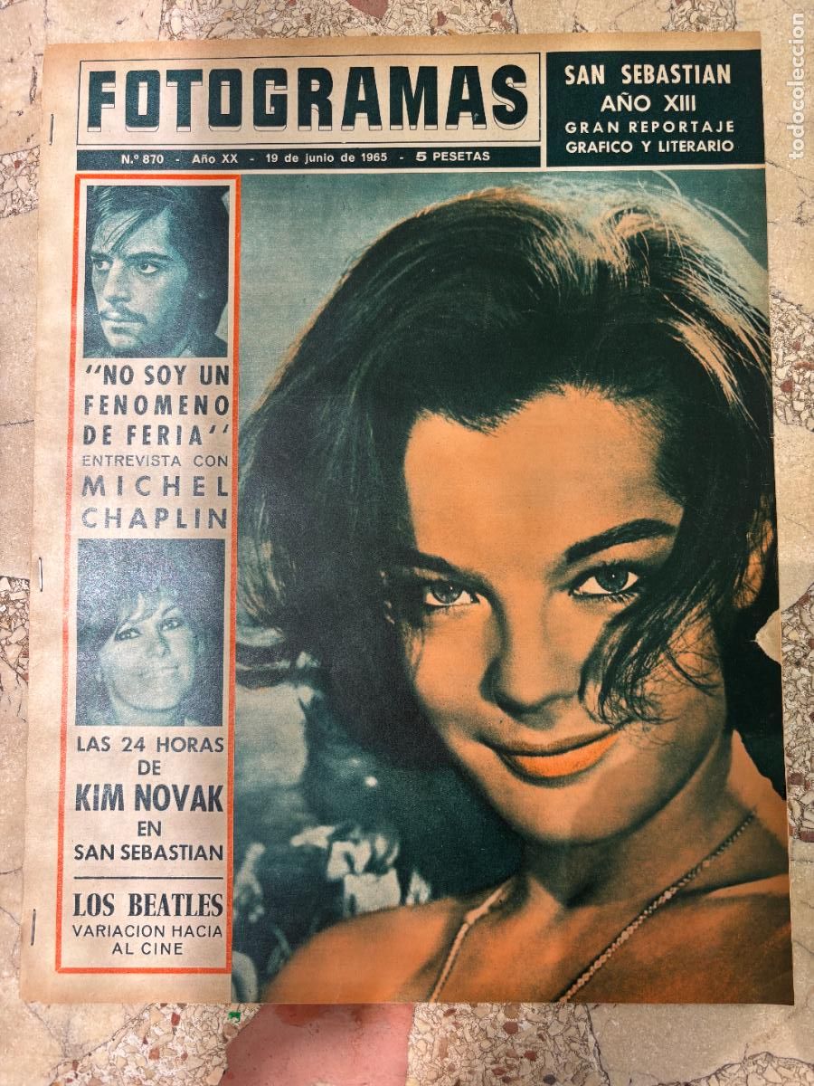 Cine: FOTOGRAMAS N&ordm; 870 A&Ntilde;O 1965. ROMY SCHNEIDER EN PORTADA. KIM NOVAK. MICHEL CHAPLIN.