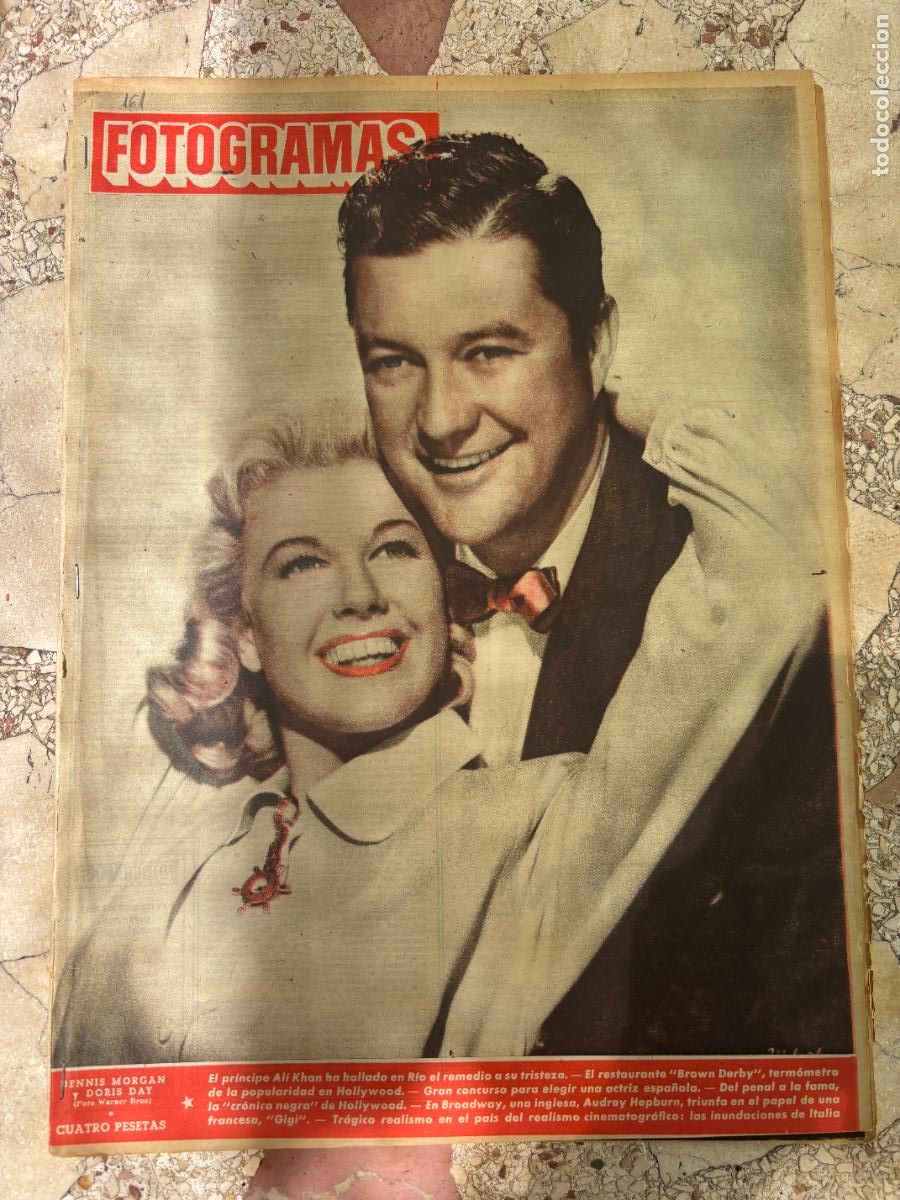 Cine: FOTOGRAMAS N&ordm; 161. DENNIS MORGAN Y DORIS DAY EN PORTADA. ALI KHAN. AUDREY HEPBURN.