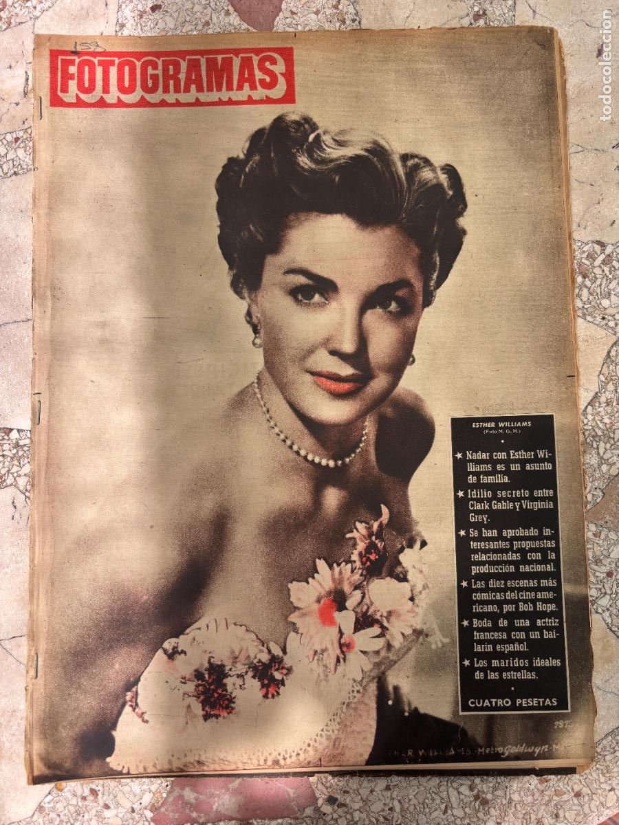 Cine: FOTOGRAMAS N&ordm; 158. ESTHER WILLIAMS EN PORTADA. CLARK GABLE. VIRGINIA GREY. BOB HOPE.
