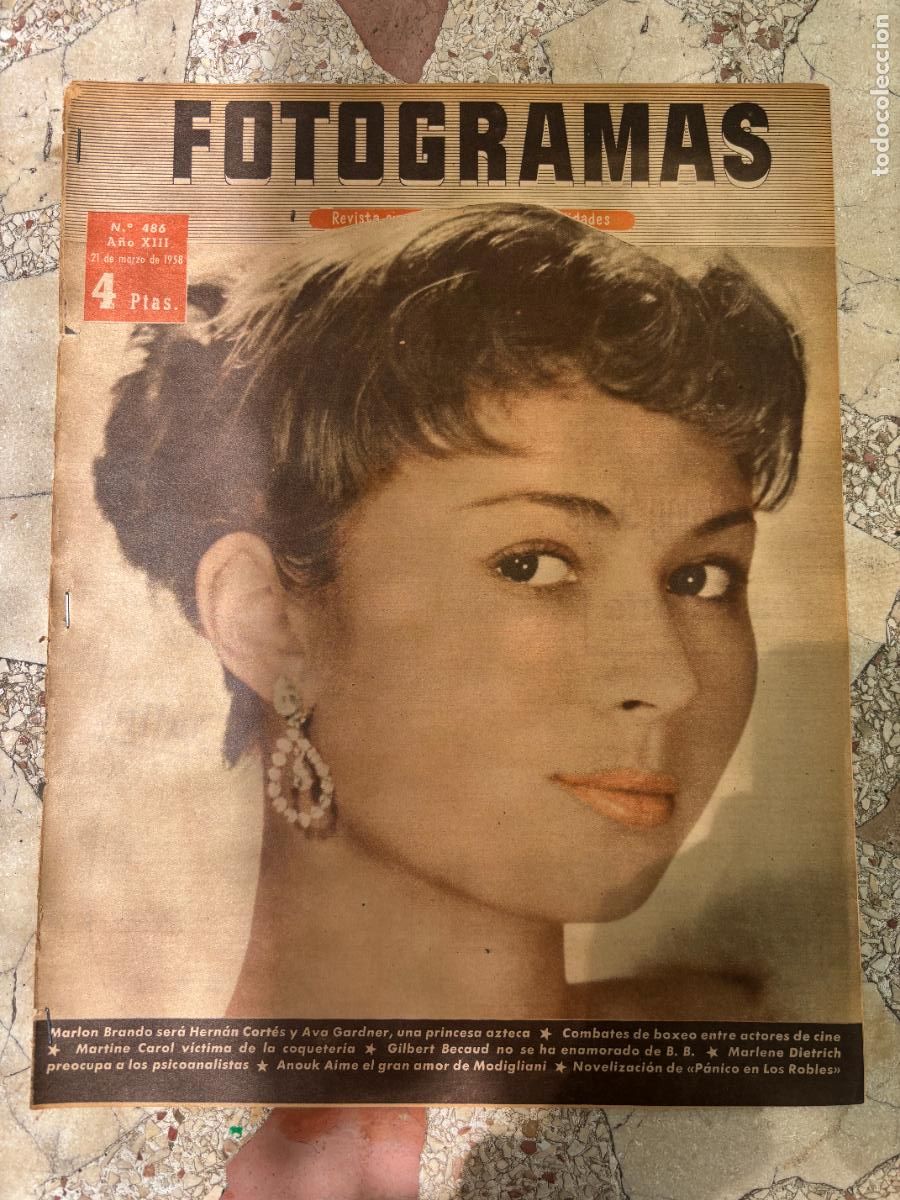 Cine: FOTOGRAMAS N&ordm; 486 A&Ntilde;O 1958. MARLON BRANDO Y AVA GARDNER. MARTINE CAROL. GILBERT BECAUD.