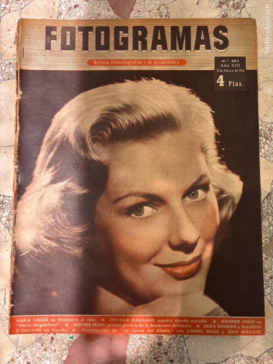 Cine: FOTOGRAMAS N&ordm; 482 A&Ntilde;O 1958. MARIA CALLAS. SYLVANA MANGANO. JENNIFER JONES. ERIKA REMBERG.