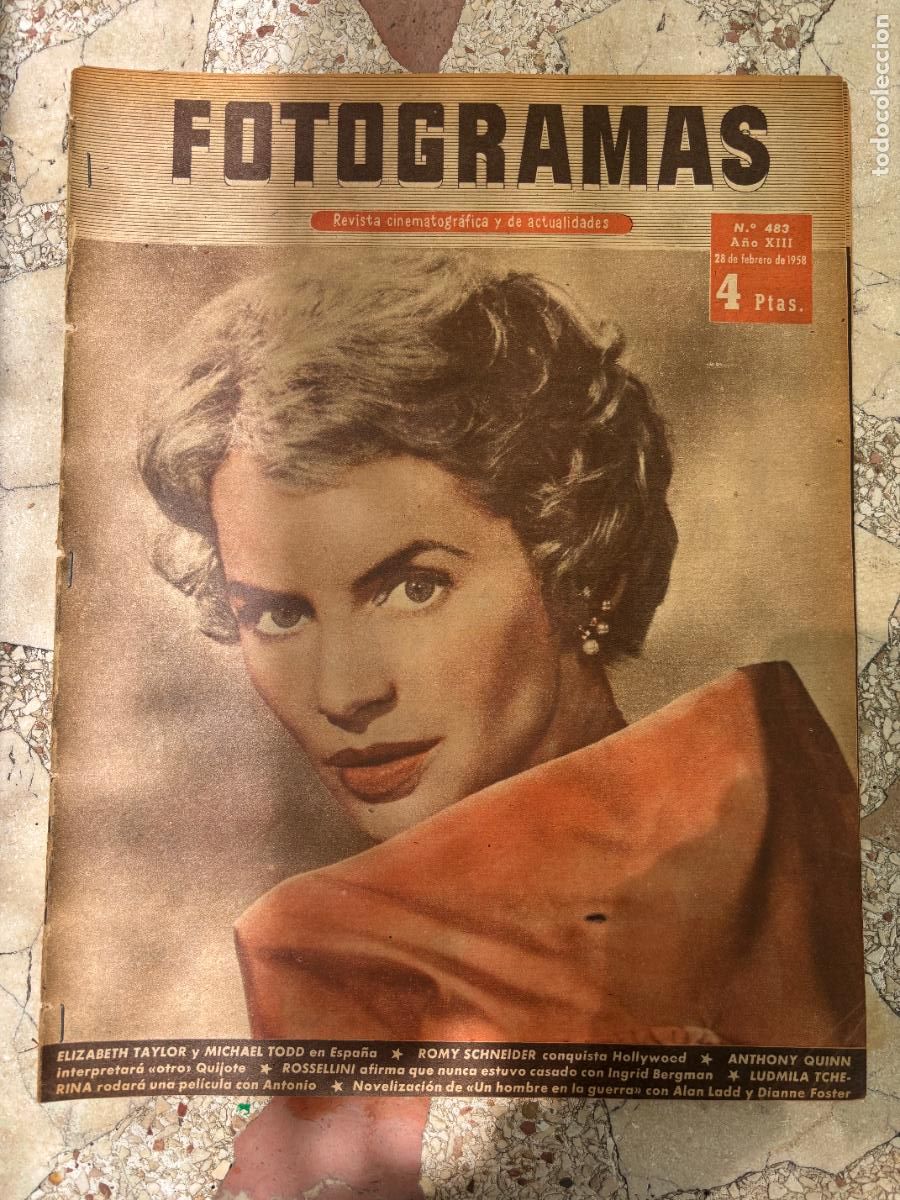 Cine: FOTOGRAMAS N&ordm; 483 A&Ntilde;O 1958. ELIZABETH TAYLOR Y MICHAEL TODD. ROMY SCHNEIDER. ANTHONY QUINN.