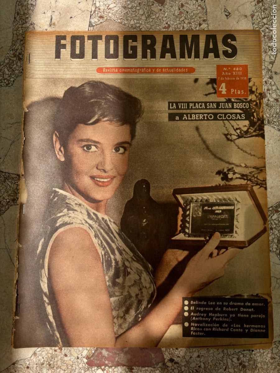Cine: FOTOGRAMAS N&ordm; 480 A&Ntilde;O 1958. BELINDA LEE. ROBERT DONAT. AUDREY HEPBURN. RICHARD CONTE Y DIANNE FOSTER